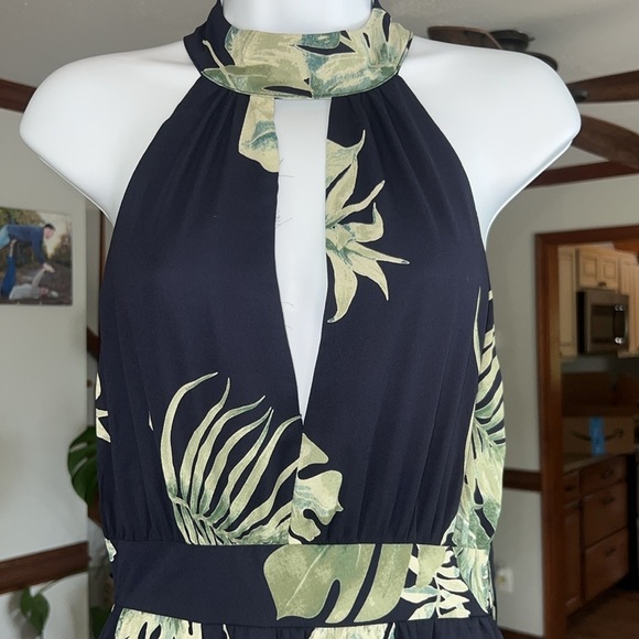 Fab’rik Size Small Palm Maxi with Faux Attached Wrap and open Sexy Back Tie - Picture 9 of 17